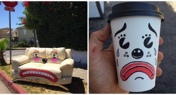 Painting Sad Faces On Discarded Furniture And Other Items Lets This LA Street Artist convey The Sorrow ‘Felt’ By These Inanimate Objects