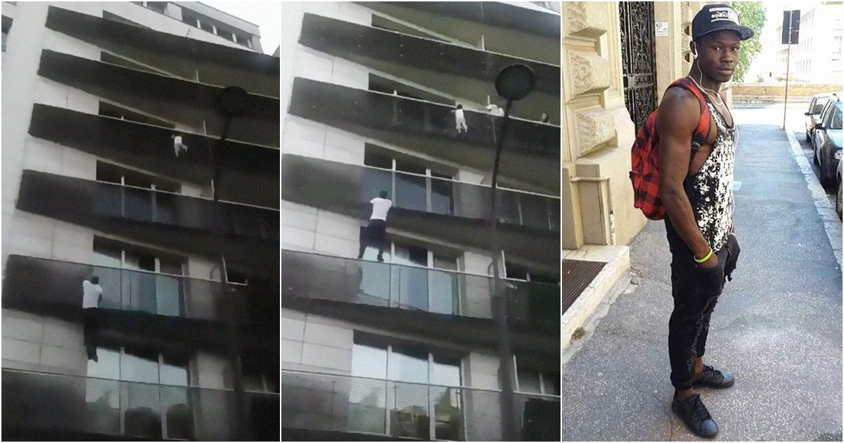 This fearless African immigrant climbs building façade with bare hands to rescue a four-year-old dangling precariously four stories up