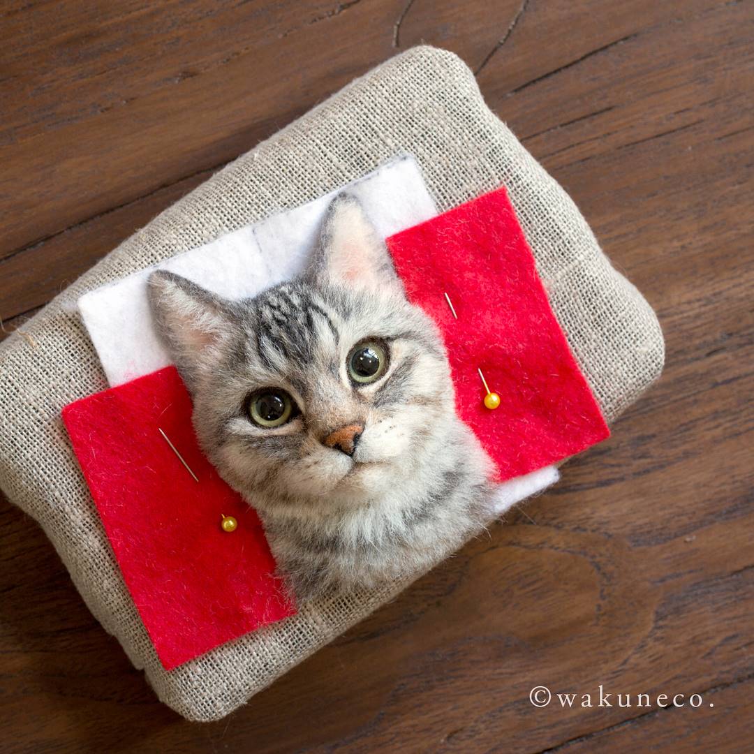 Japanese Artists Uses Felted Wool To Create Amazingly Realistic Cat Portraits