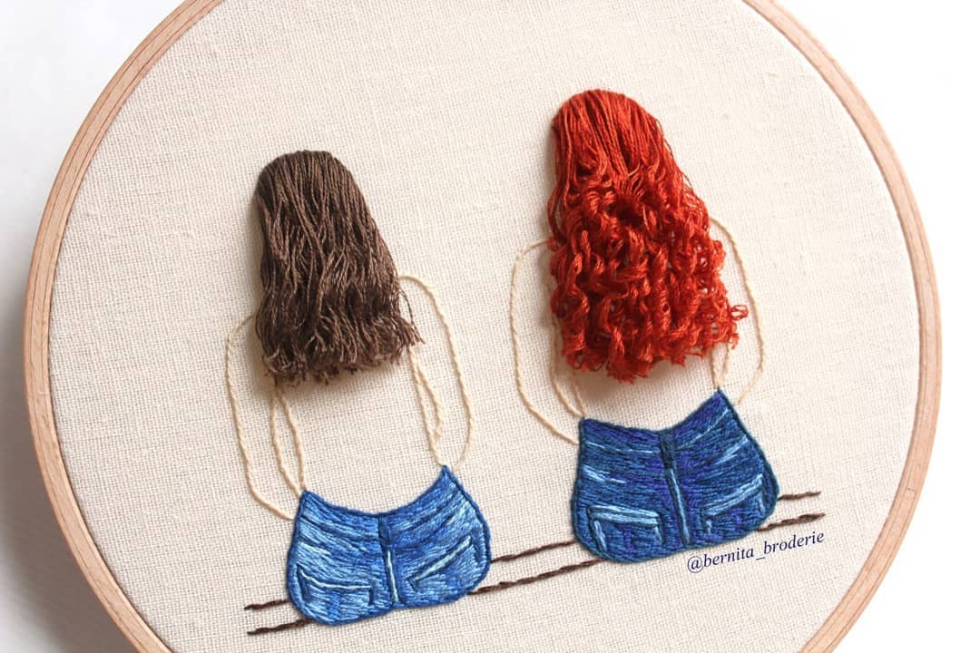 This Skilful French Embroidery Artist Weaves Threads On Fabric On Hoop Into Amazing Hairdos