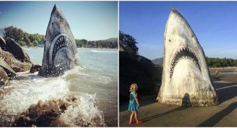 Artist Recreates The Horror Of ‘Jaws’ Movie On The Goan Beach Of India