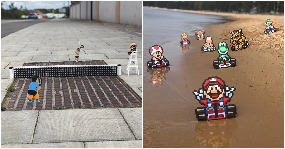 This Swedish Street Artist Incorporates Pixel Art With Everyday Objects To Create Incredible Works Of Art