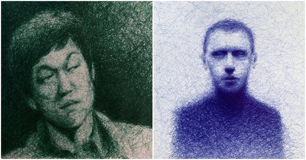 Artist Creates Amazing Portraits With Pen And Ink That Look Like Messed Up Wires