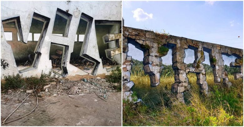 Street Artist Adorns Walls Of Abandoned Buildings With His