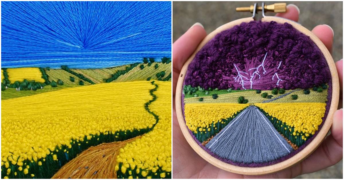 Embroidery Artist Creates Amazing Aerial Landscapes With Colorful Threads