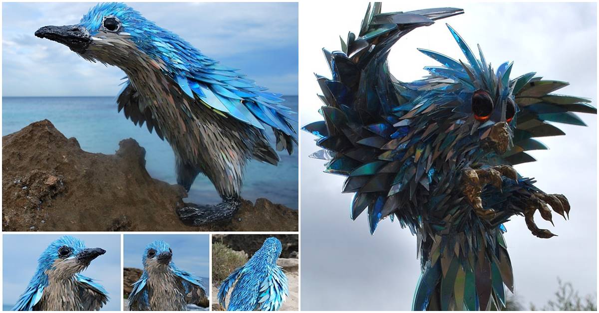 Instead Of Discarding Old CDs, This Artist Uses Them For Creating Incredible Animal Sculptures