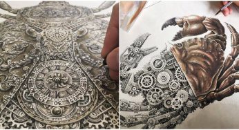 French Artist Contrasts Living Creatures With Antique Objects In His Intricate Drawings