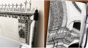 Artist Displays His Passion For Architecture By Sketching Buildings In Amazing Details