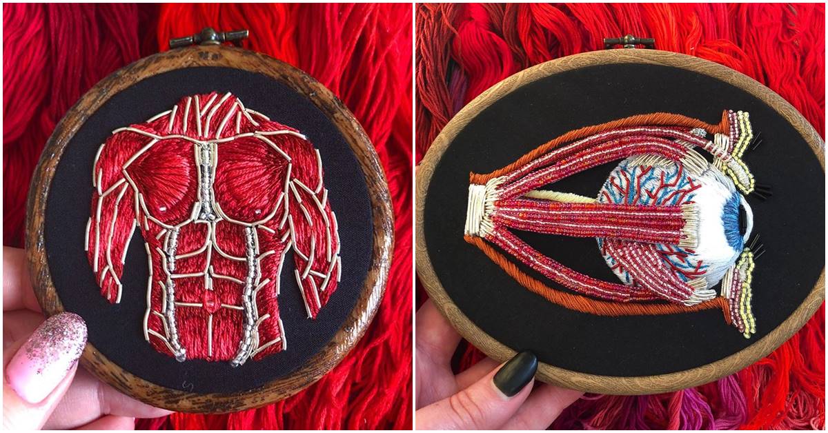 Embroidery Artist Embroiders Human Anatomical Parts In Vivid Details