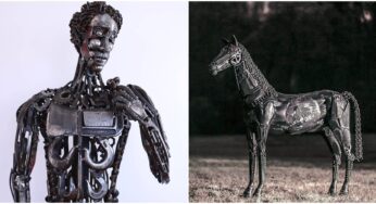 Sculptor Creates Exquisite Life-Size Metal Sculptures From Discarded Metal Parts