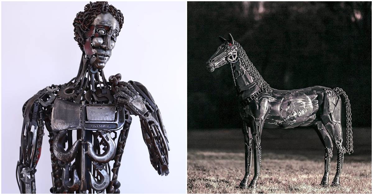 Sculptor Creates Exquisite Life-Size Metal Sculptures From Discarded Metal Parts