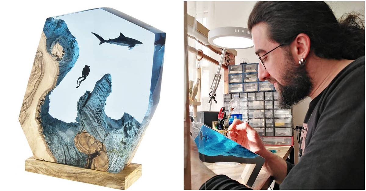 Turkish Artist Beautifully Creates Underwaters Imaginative Scenes With Resin And Wood