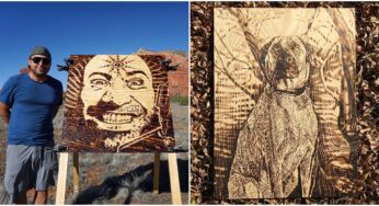 Artist Creates Art On Wood Using Magnifying Glass And Sunlight