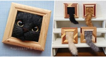 Artist Creates Adorable Framed Felt Wool Cats That Win Hearts