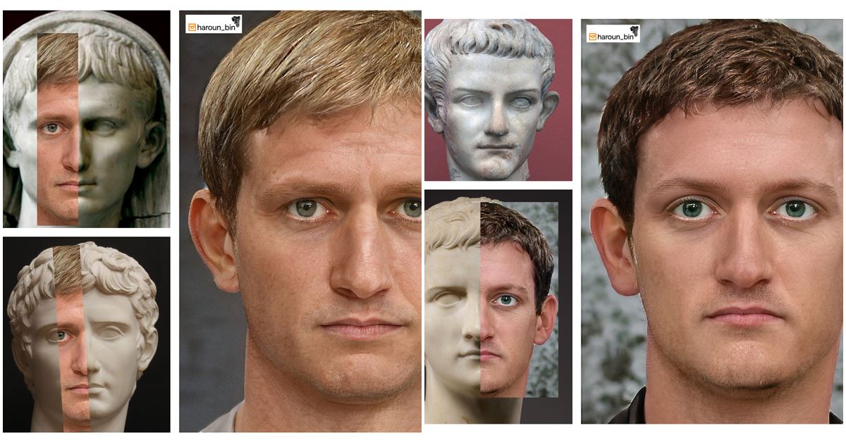 Artist Uses AI and Photoshop to Create Colorful Paintings of Stone Busts of Roman Emperors