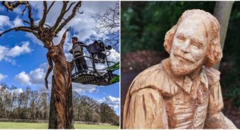 Tree Carving Artist Uses Chainsaw to Create Life-Size Wooden Sculptures