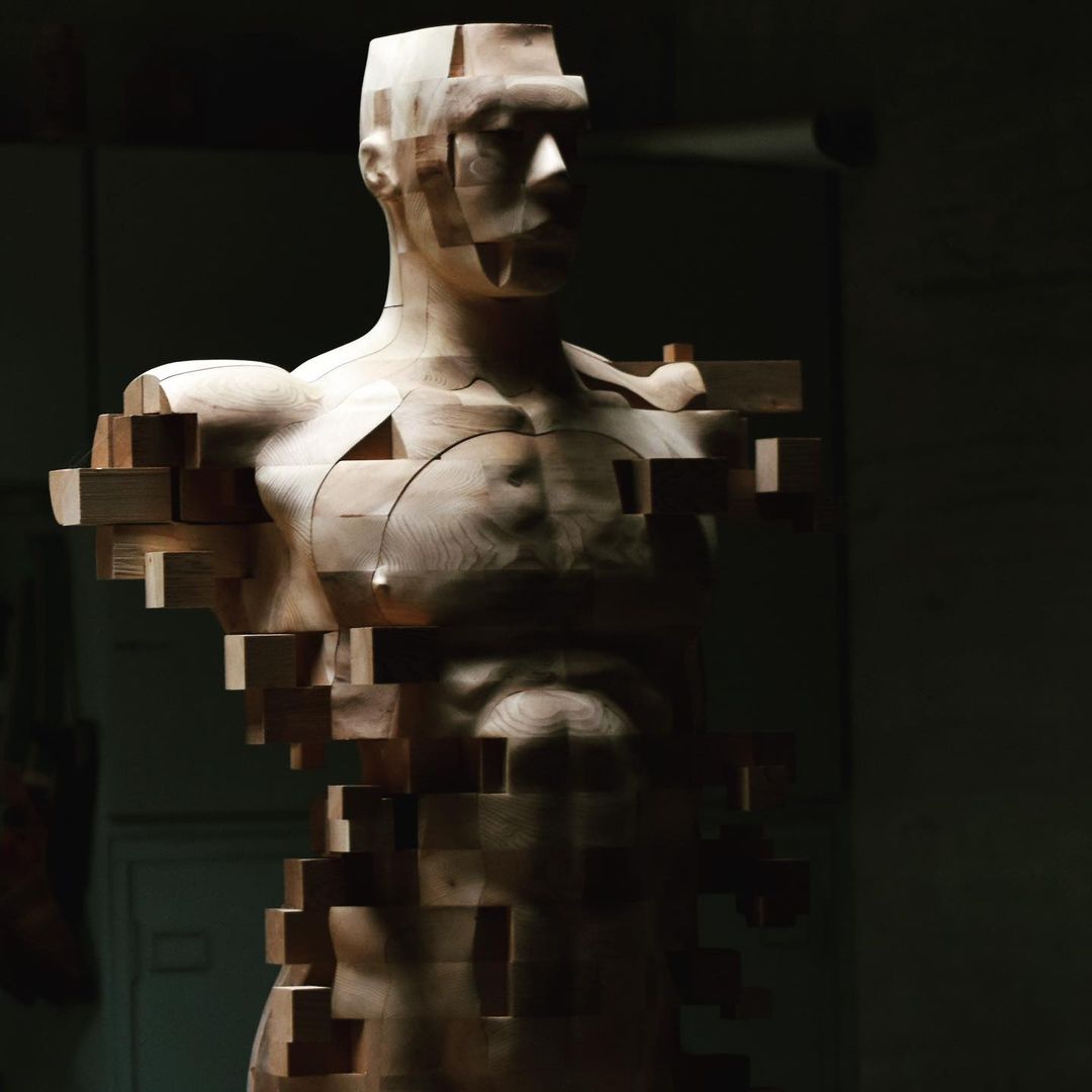 Pixelated Wood Sculptures Carved by Hsu Tung Han — Colossal