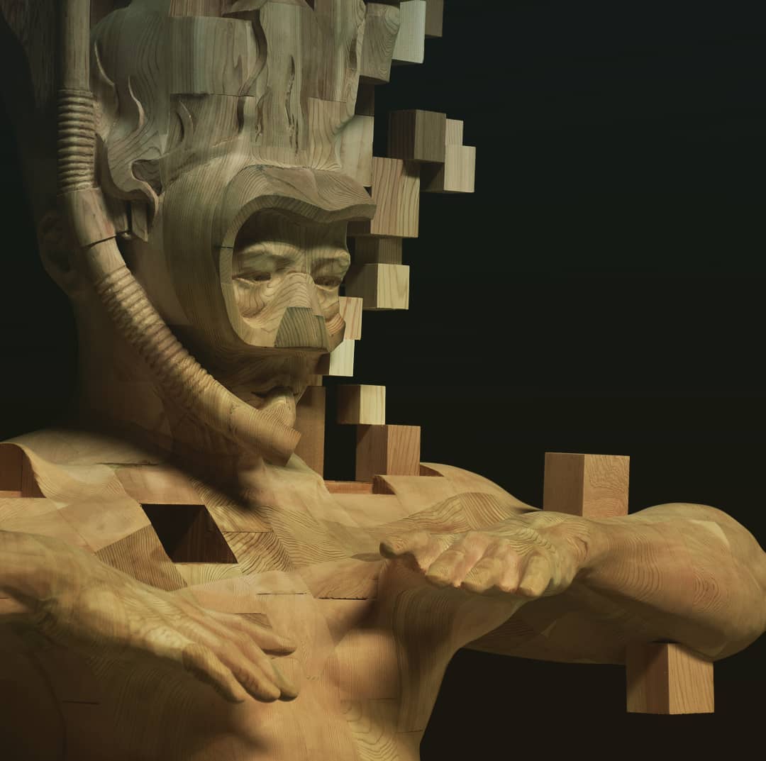 Pixelated Wood Sculptures Carved by Hsu Tung Han — Colossal