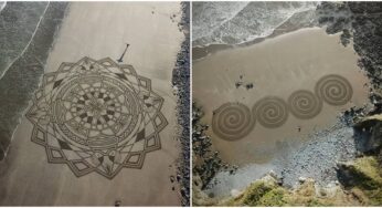 Irish Artist Creates Mammoth Sand Art on Irish Beaches